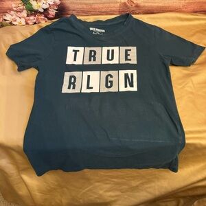 True Religion Boys Graphic T-Shirt Youth Large 14-16 TRUE RLGN Logo Green